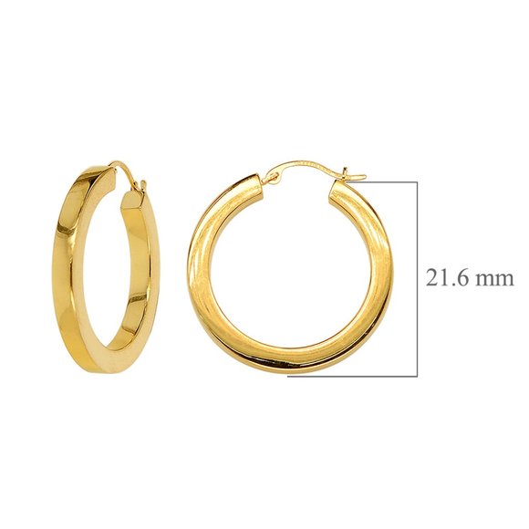 Classy Dangle Hoop Earrings 14K Yellow Gold - Picture 4 of 4